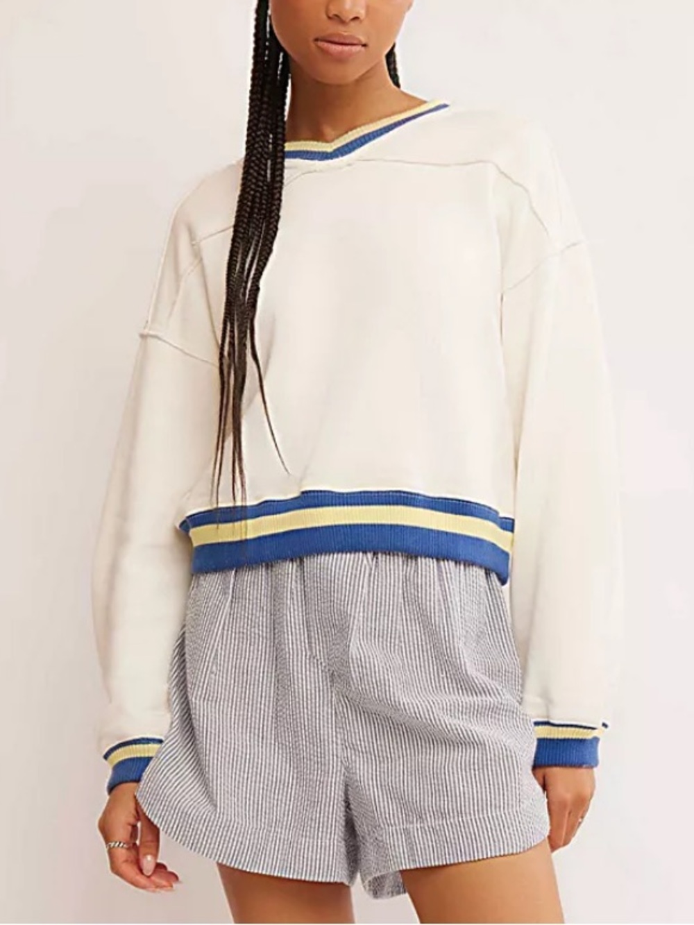 Free People Rio Striped Hem Sweatshirt